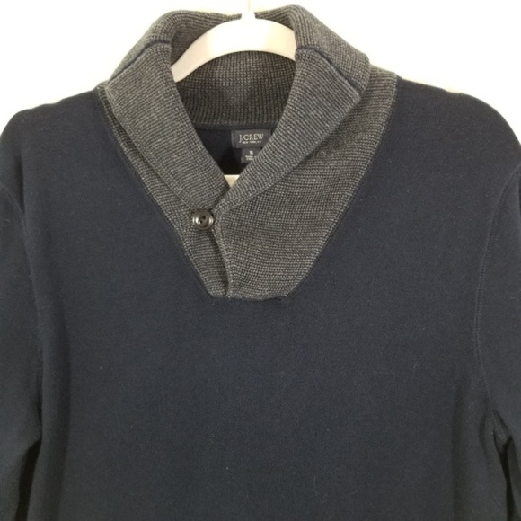 J. Crew Mens Navy Blue Cotton Shawl Collar Sweater - Picture 2 of 7